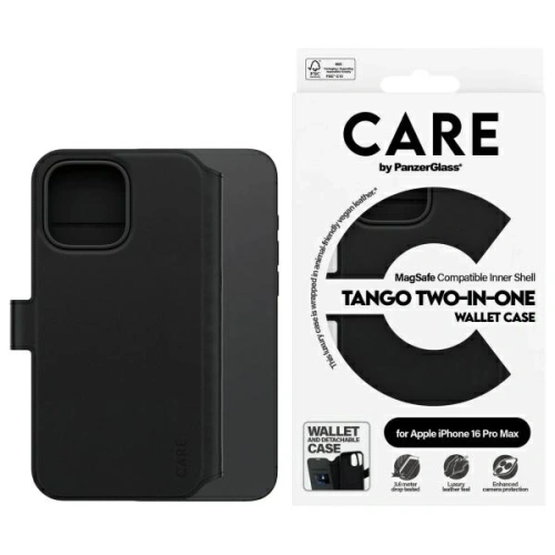 CARE od PanzerGlass Funkce Tango 2v1 Peněženka MagSafe pro Apple iPhone 16 Pro Max černá