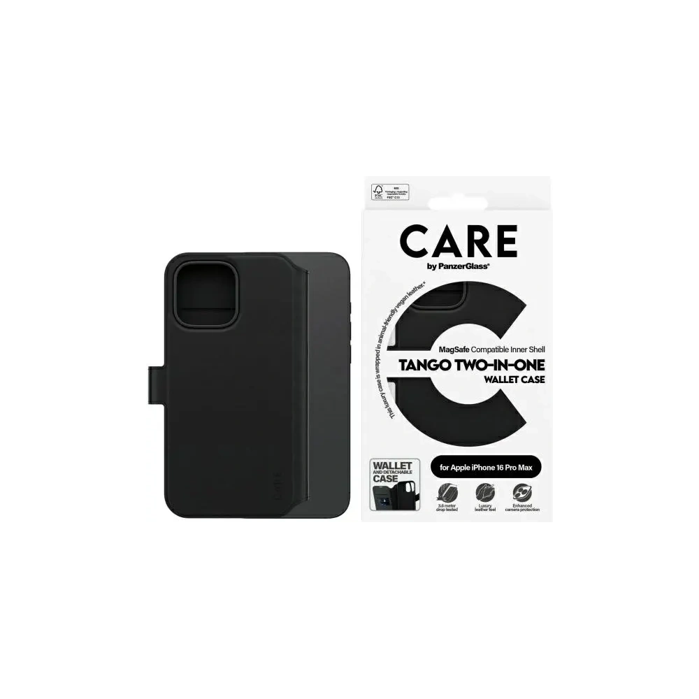 Etui z klapką CARE by PanzerGlass Feature Tango 2in1 Wallet MagSafe Apple iPhone 16 Pro Max czarny
