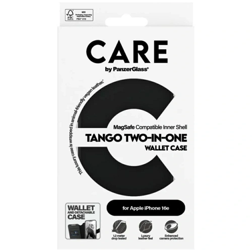 CARE od PanzerGlass Funkce Tango 2v1 Peněženka MagSafe Apple iPhone 16e černá