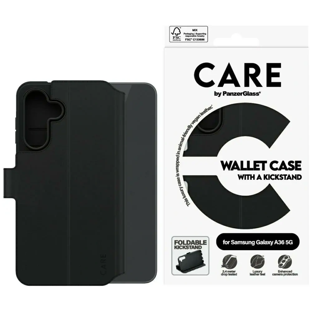 Etui z klapką CARE by PanzerGlass Feature Wallet Kickstand do Samsung Galaxy A36 5G czarny