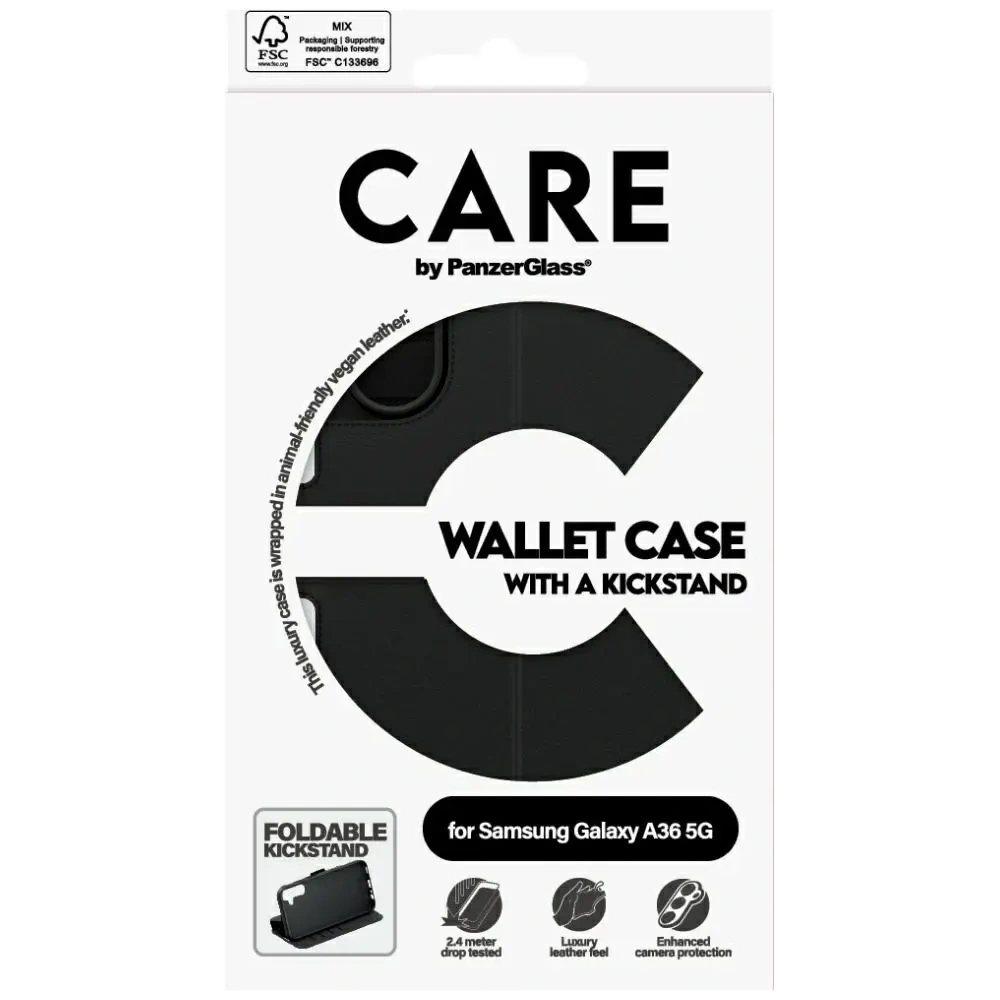 Etui z klapką CARE by PanzerGlass Feature Wallet Kickstand do Samsung Galaxy A36 5G czarny