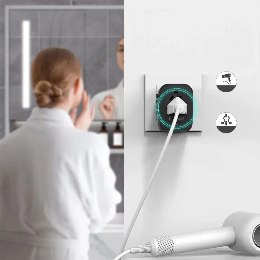 Adapter podróżny Tech-Protect TA200 Travel Adapter EU / UK / US / AU 2xUSB-A, 2xUSB-C Black