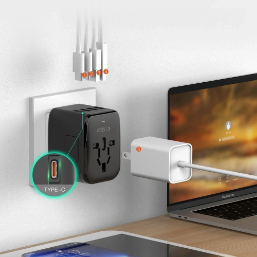 Tech-Protect TA200 cestovní adaptér EU / UK / US / AU 2xUSB-A, 2xUSB-C černý