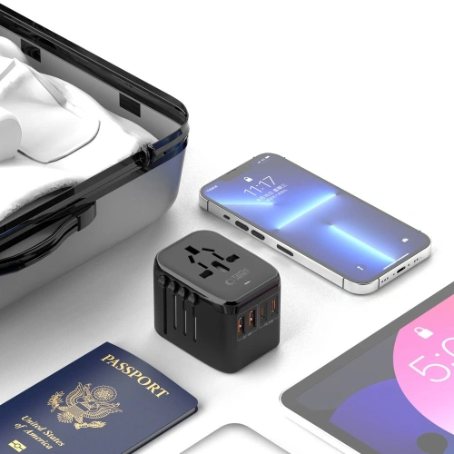 Tech-Protect TA200 cestovní adaptér EU / UK / US / AU 2xUSB-A, 2xUSB-C černý