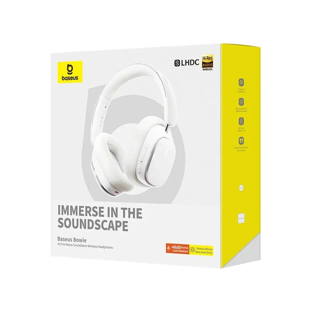 Bezprzewodowe słuchawki nauszne Baseus Bowie H1 PRO Bluetooth 5.3 (białe)