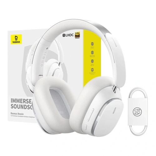 Baseus Bowie H1 PRO Vezeték nélküli Fülhallgató, Over-Ear, Bluetooth 5.3 (fehér)