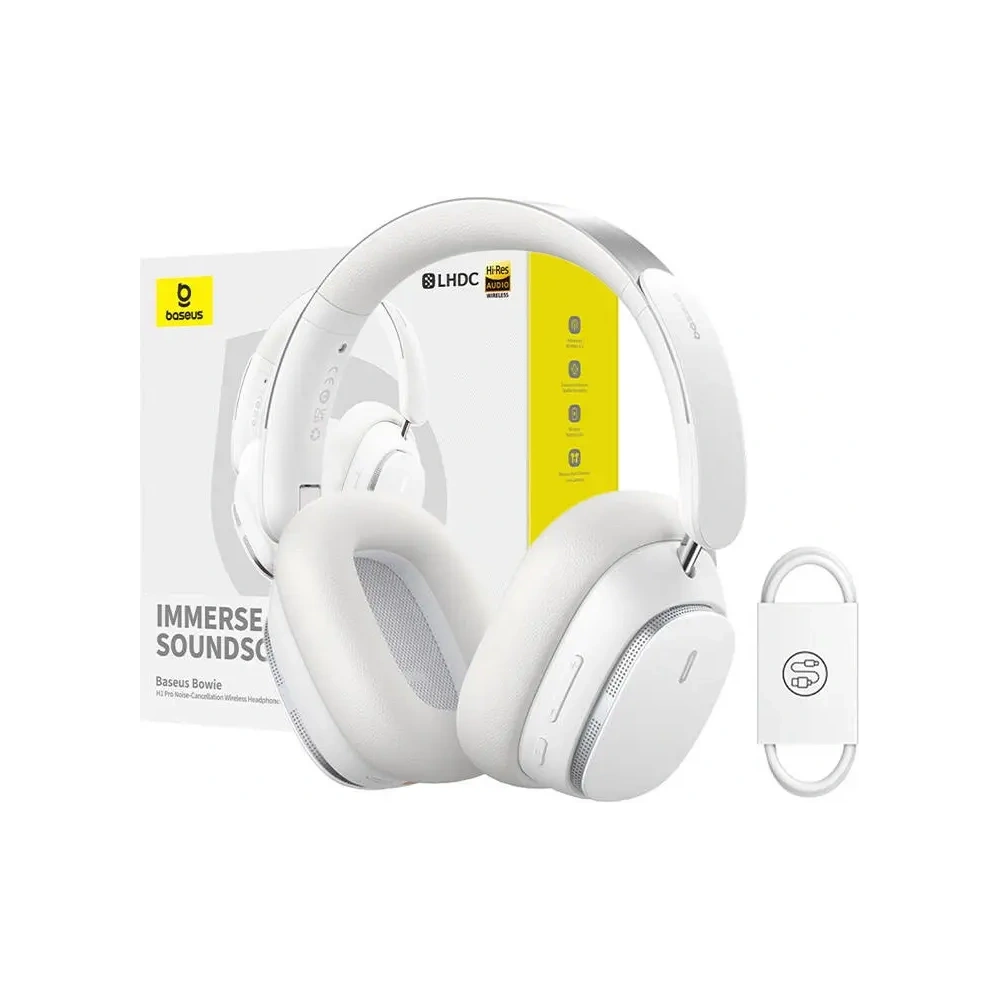 Bezprzewodowe słuchawki nauszne Baseus Bowie H1 PRO Bluetooth 5.3 (białe)