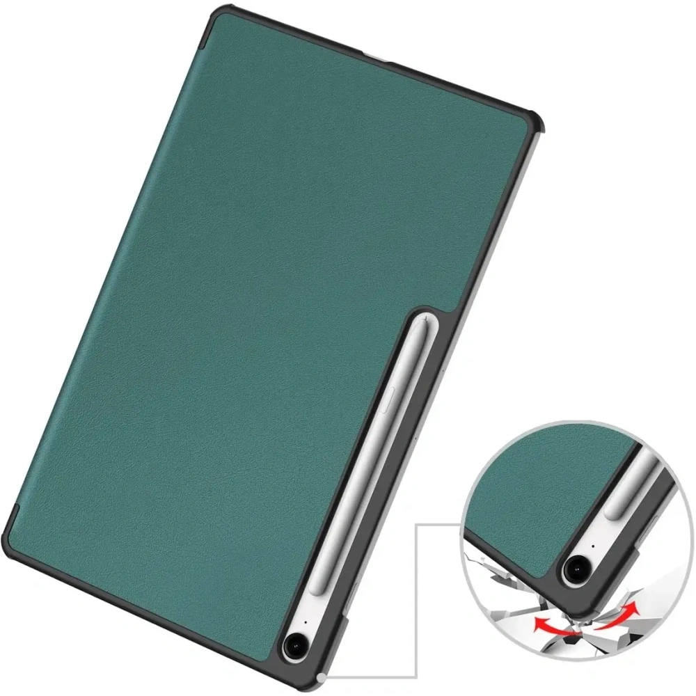 Etui z klapką Bizon Case Tab Croc do Samsung Galaxy Tab S10 FE+ Plus ciemnozielone