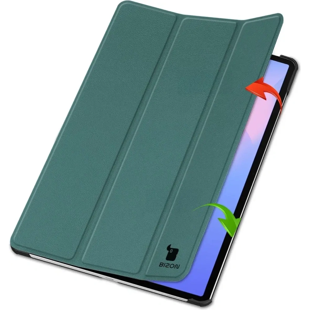 Etui z klapką Bizon Case Tab Croc do Samsung Galaxy Tab S10 FE+ Plus ciemnozielone