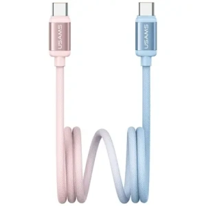 USAMS Bicolor Series SJ756 PD 60W USB-C / USB-C kabel 1,2 m modro-růžový