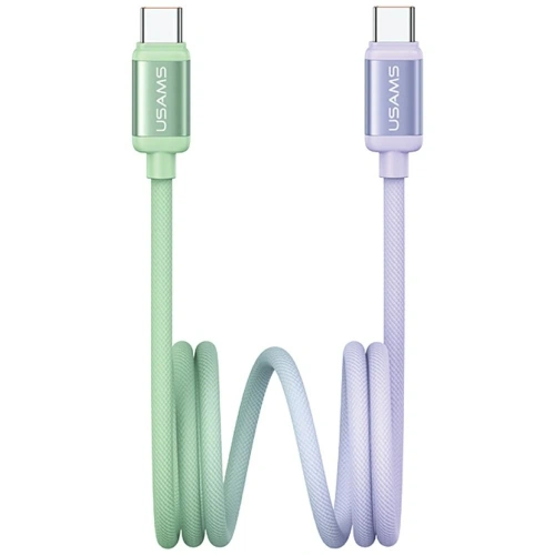 Kabel USB-C / USB-C USAMS Bicolor Series SJ756 PD 60W 1.2m zielono fioletowy