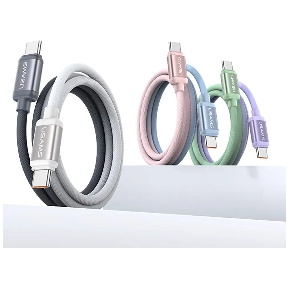 Kabel USB-C / USB-C USAMS Bicolor Series SJ756 PD 60W 1.2m zielono fioletowy