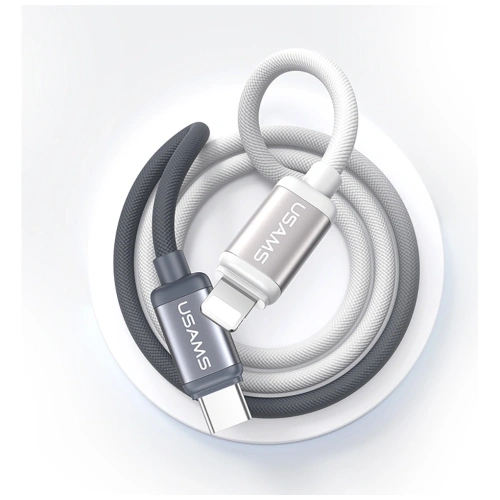 USAMS Bicolor Series SJ757 PD 30W USB-C / Lightning kabel 1,2 m černobílý
