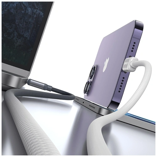 USAMS Bicolor Series SJ757 PD 30W USB-C / Lightning cable 1.2m black-white