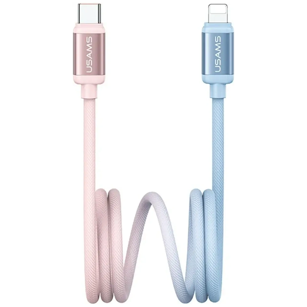 Kabel USB-C / Lightning USAMS Bicolor Series SJ757 PD 30W 1.2m niebiesko różowy