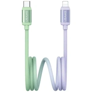 Kabel USB-C / Lightning USAMS Bicolor Series SJ757 PD 30W 1.2m zielono fioletowy