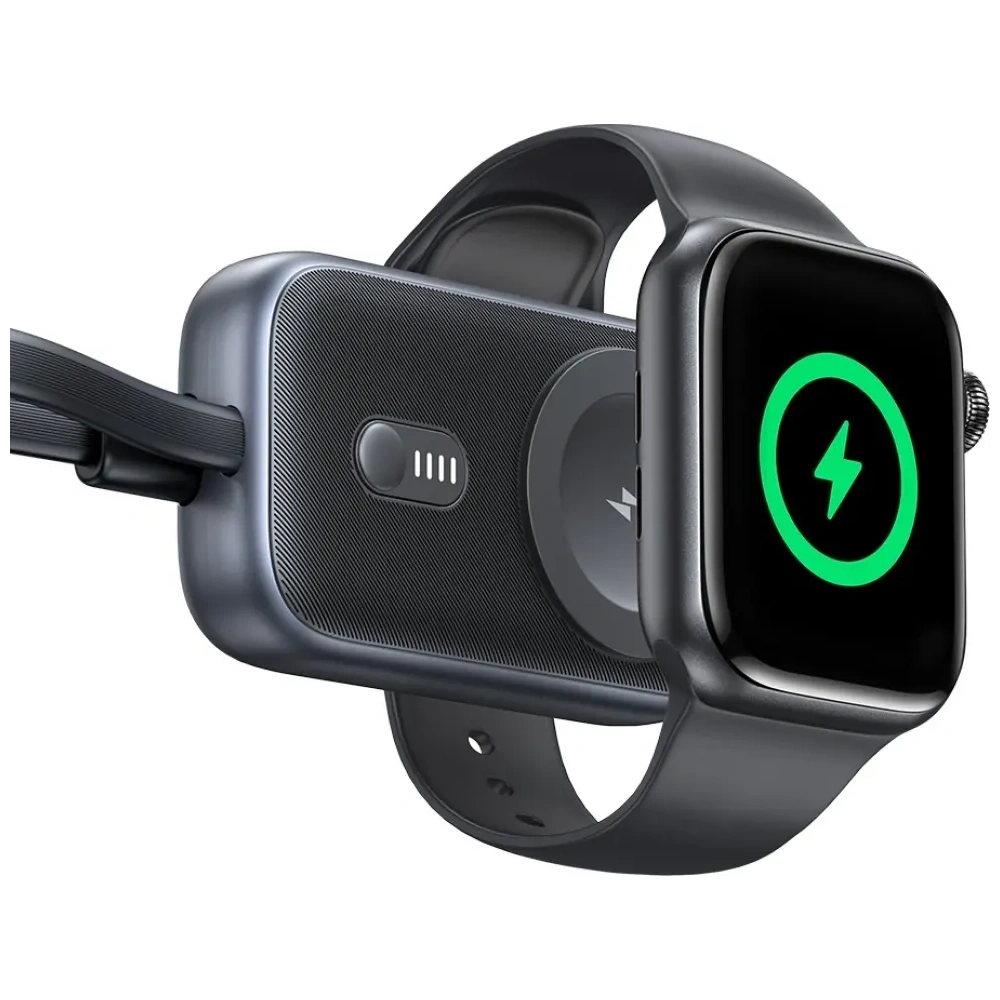 Ładowarka indukcyjna 2w1 USAMS CD245 do Apple Watch z powerbankiem 1200mAh + kabel USB-C titanium