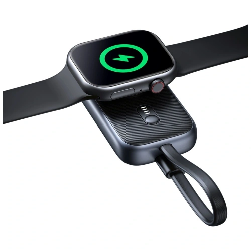 Încărcător wireless 2 în 1 USAMS CD245 pentru Apple Watch cu baterie externă de 1200mAh + cablu USB-C Titanium