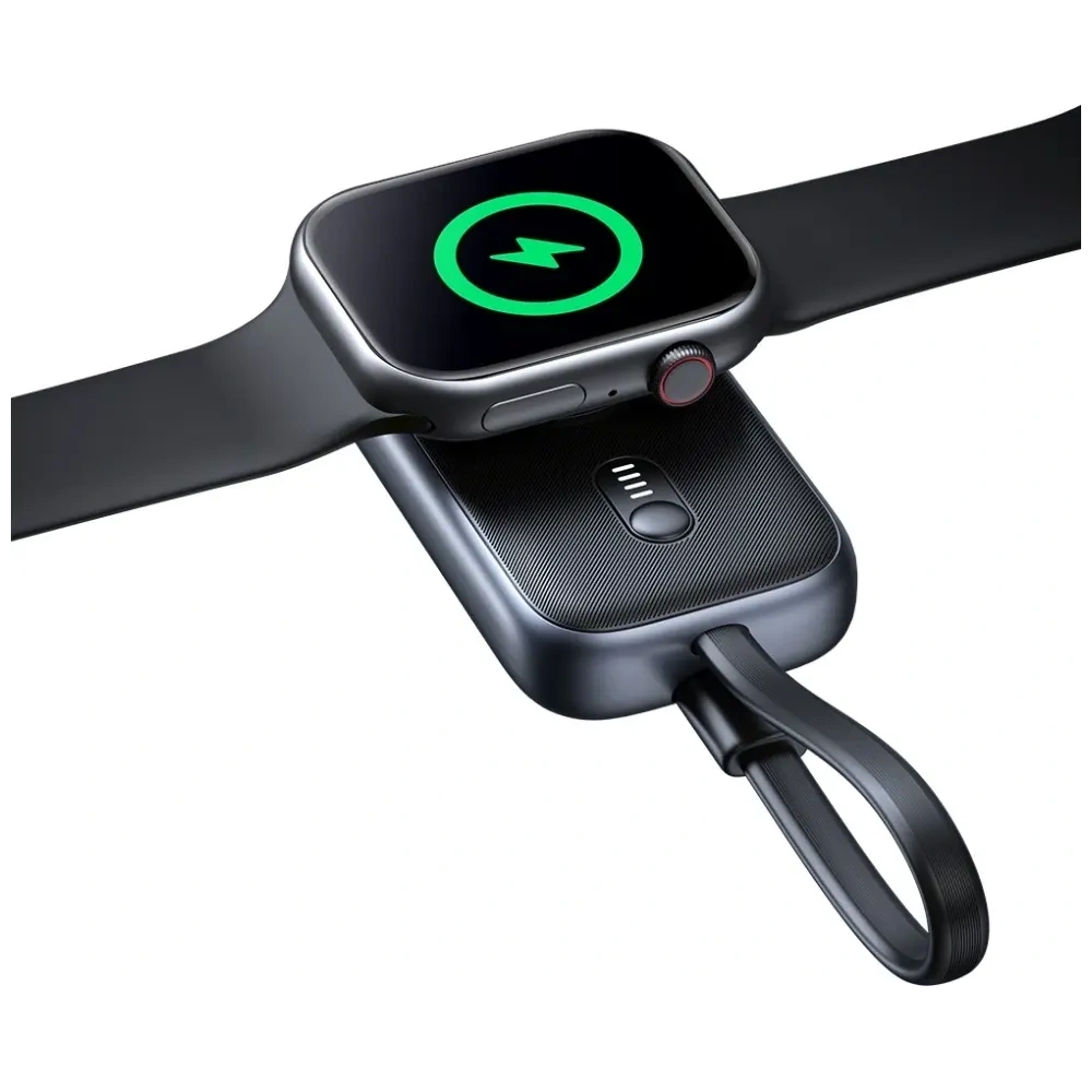 Ładowarka indukcyjna 2w1 USAMS CD245 do Apple Watch z powerbankiem 1200mAh + kabel USB-C titanium