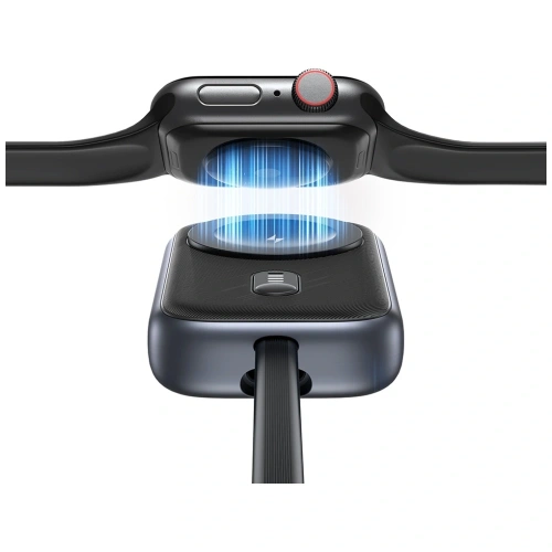 USAMS CD245 2-in-1 Wireless Charger für Apple Watch mit 1200mAh Power Bank + USB-C Kabel Titan