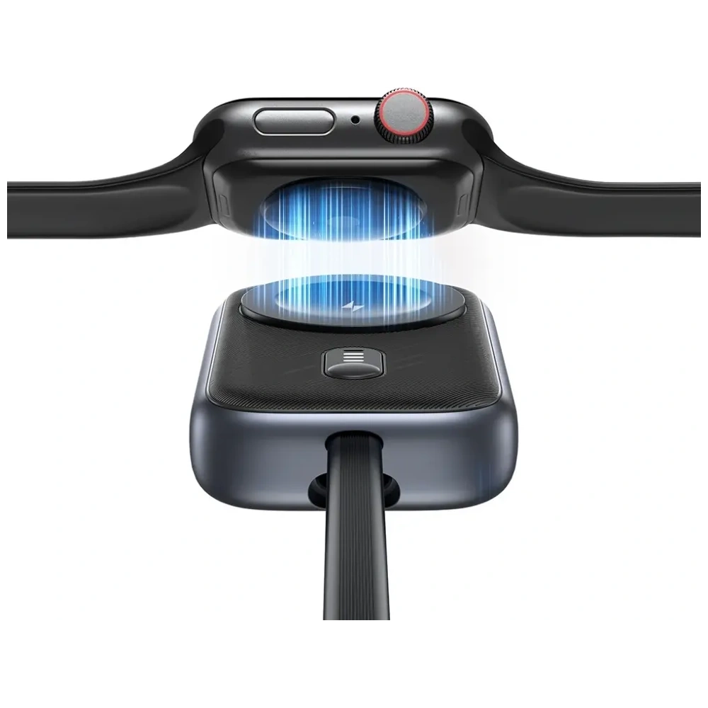 Ładowarka indukcyjna 2w1 USAMS CD245 do Apple Watch z powerbankiem 1200mAh + kabel USB-C titanium