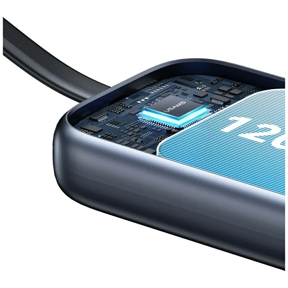 Ładowarka indukcyjna 2w1 USAMS CD245 do Apple Watch z powerbankiem 1200mAh + kabel USB-C titanium