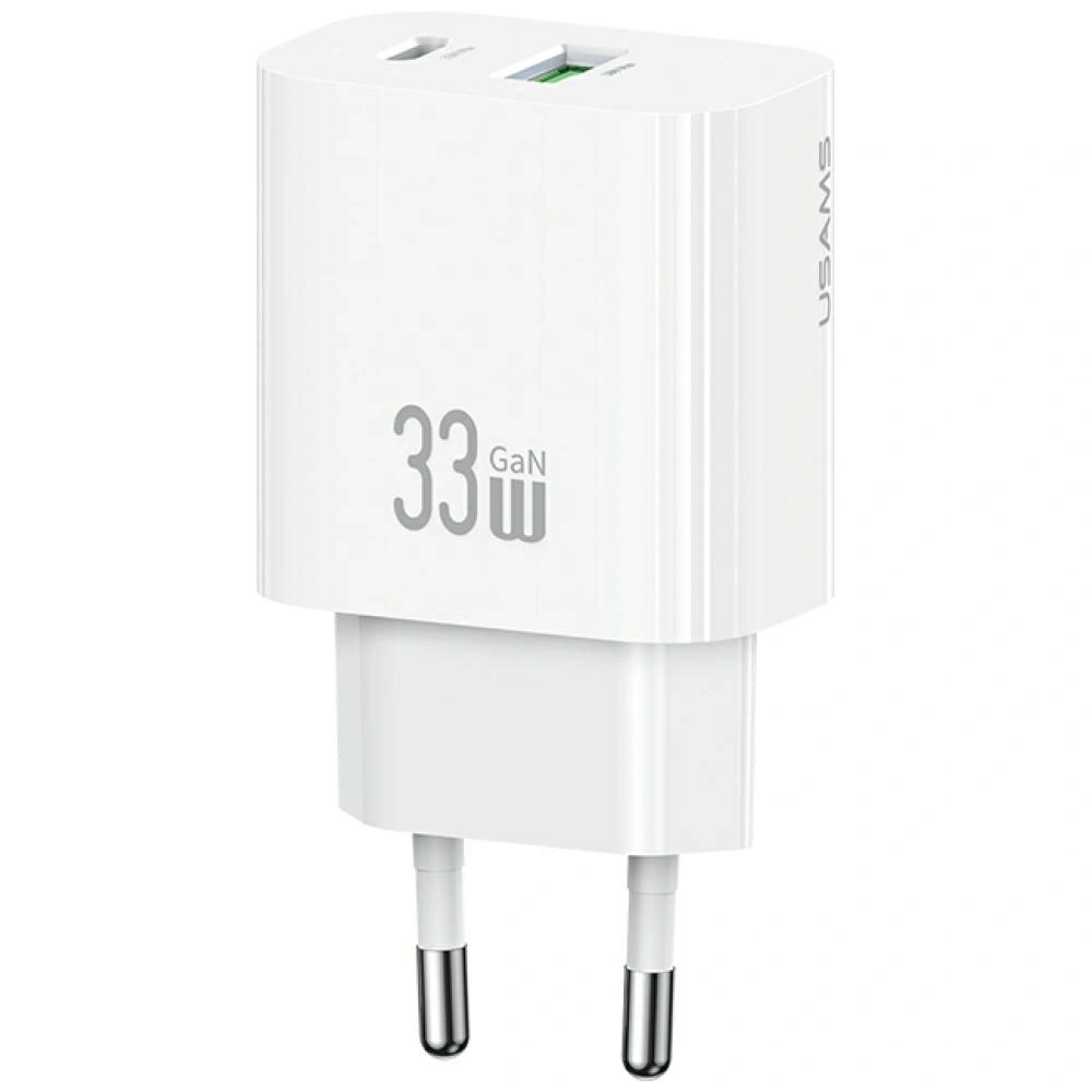 Ładowarka sieciowa USAMS CC317 T65 33W USB-A, USB-C Fast Charging biały
