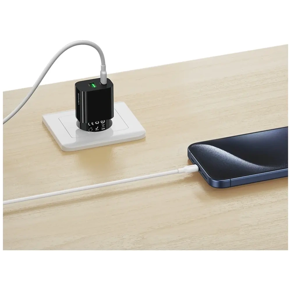 Ładowarka sieciowa USAMS CC317 T65 33W USB-A, USB-C Fast Charging czarny