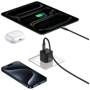 USAMS JO Series CC260 20W USB-C nástěnná nabíječka + 1m USB-C / Lightning kabel bílý