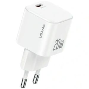 USAMS JO Series CC260 20W USB-C Nástěnný nabíječ + 1m USB-C na USB-C kabel Bílý