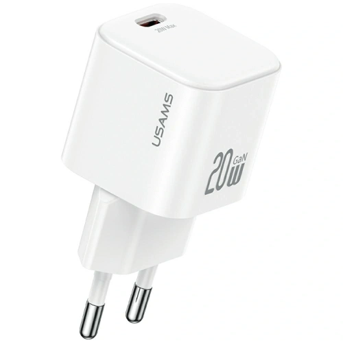 USAMS JO Series CC260 20W USB-C Nástěnný nabíječ + 1m USB-C na USB-C kabel Bílý