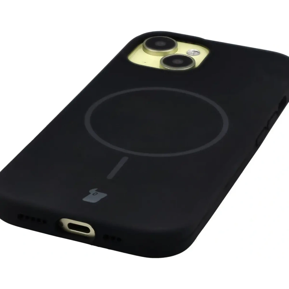 Silikonowe etui z pierścieniem magnetycznym Bizon Soft Case Magnetic do Apple iPhone 15 czarne
