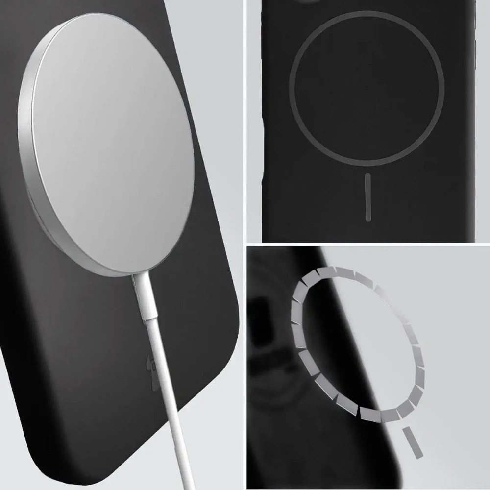 Silikonowe etui z pierścieniem magnetycznym Bizon Soft Case Magnetic do Apple iPhone 15 czarne