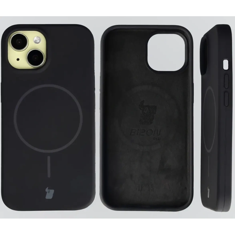Silikonowe etui z pierścieniem magnetycznym Bizon Soft Case Magnetic do Apple iPhone 15 czarne