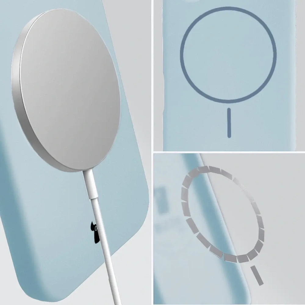 Silikonowe etui z pierścieniem magnetycznym Bizon Soft Case Magnetic do Apple iPhone 15 błękitne