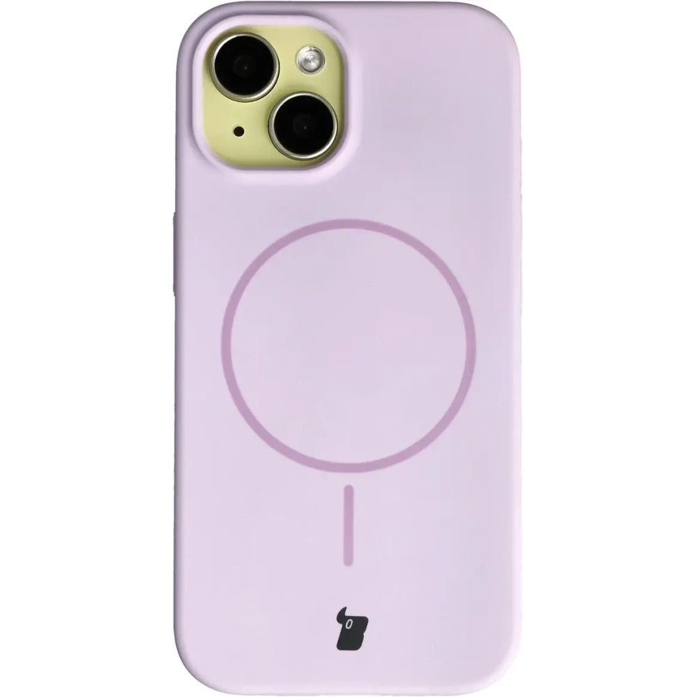 Silikonowe etui z pierścieniem magnetycznym Bizon Soft Case Magnetic do Apple iPhone 15 jasnofioletowe