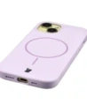 Silikonowe etui z pierścieniem magnetycznym Bizon Soft Case Magnetic do Apple iPhone 15 jasnofioletowe