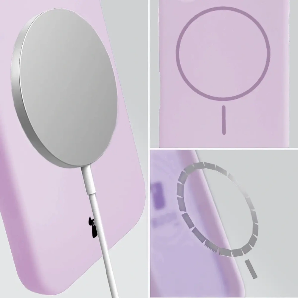 Silikonowe etui z pierścieniem magnetycznym Bizon Soft Case Magnetic do Apple iPhone 15 jasnofioletowe