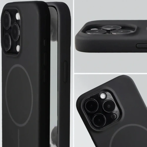 Husa moale Bizon cu magnet pentru Apple iPhone 15 Pro neagră