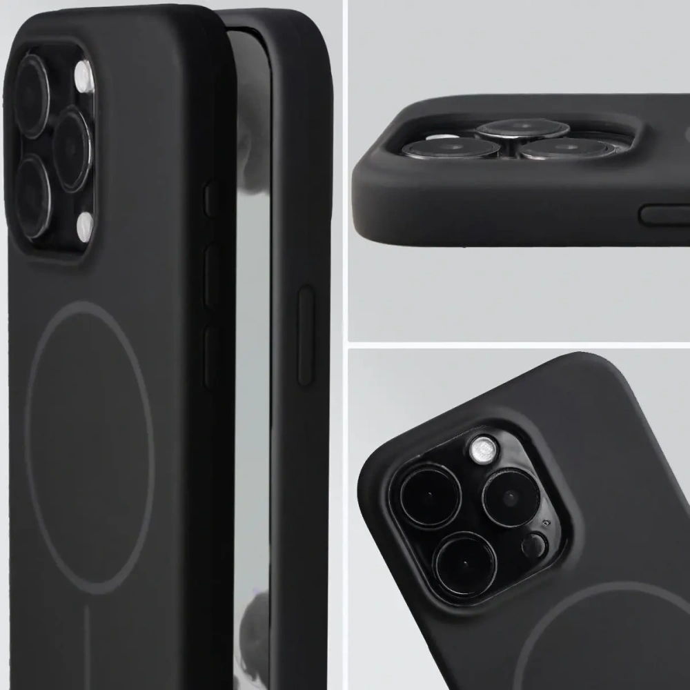 Silikonowe etui z pierścieniem magnetycznym Bizon Soft Case Magnetic do Apple iPhone 15 Pro czarne