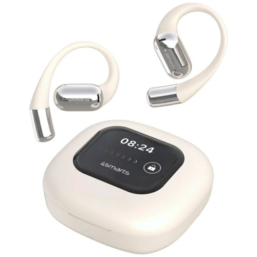 Bezprzewodowe słuchawki Open-Ear 4smarts SkyBuds OWS Bluetooth 5.4 z ekranem AI beżowy