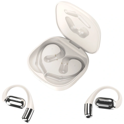 Bezprzewodowe słuchawki Open-Ear 4smarts SkyBuds OWS Bluetooth 5.4 z ekranem AI beżowy