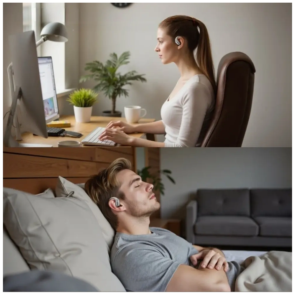 Bezprzewodowe słuchawki Open-Ear 4smarts SkyBuds OWS Bluetooth 5.4 z ekranem AI beżowy