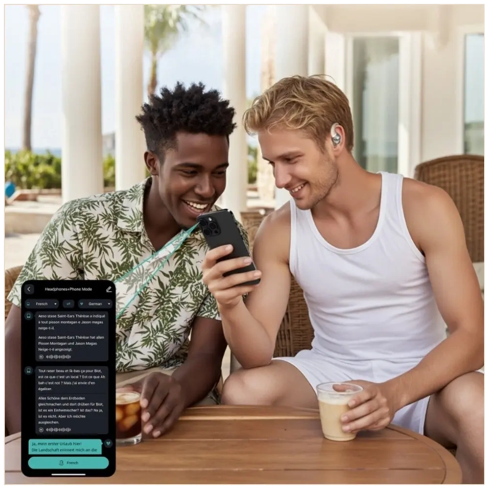 Bezprzewodowe słuchawki Open-Ear 4smarts SkyBuds OWS Bluetooth 5.4 z ekranem AI beżowy