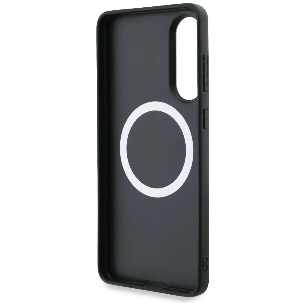 Etui BMW Leather Oversized Stripes MagSafe do Samsung Galaxy S25 Edge czarny