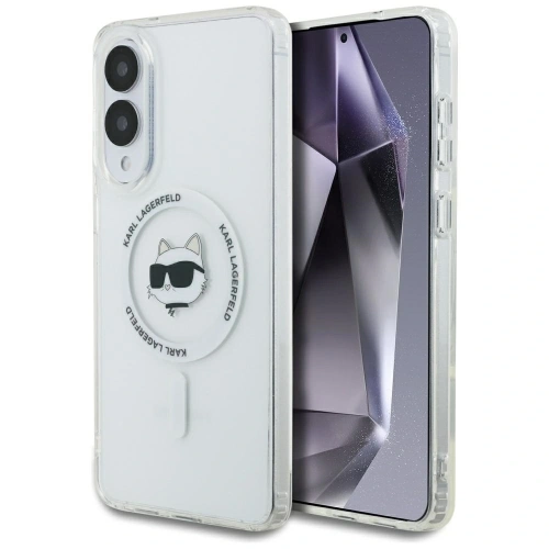 Etui Karl Lagerfeld Button Choupette Head Printed Logo MagSafe do Samsung Galaxy S25 Edge biały