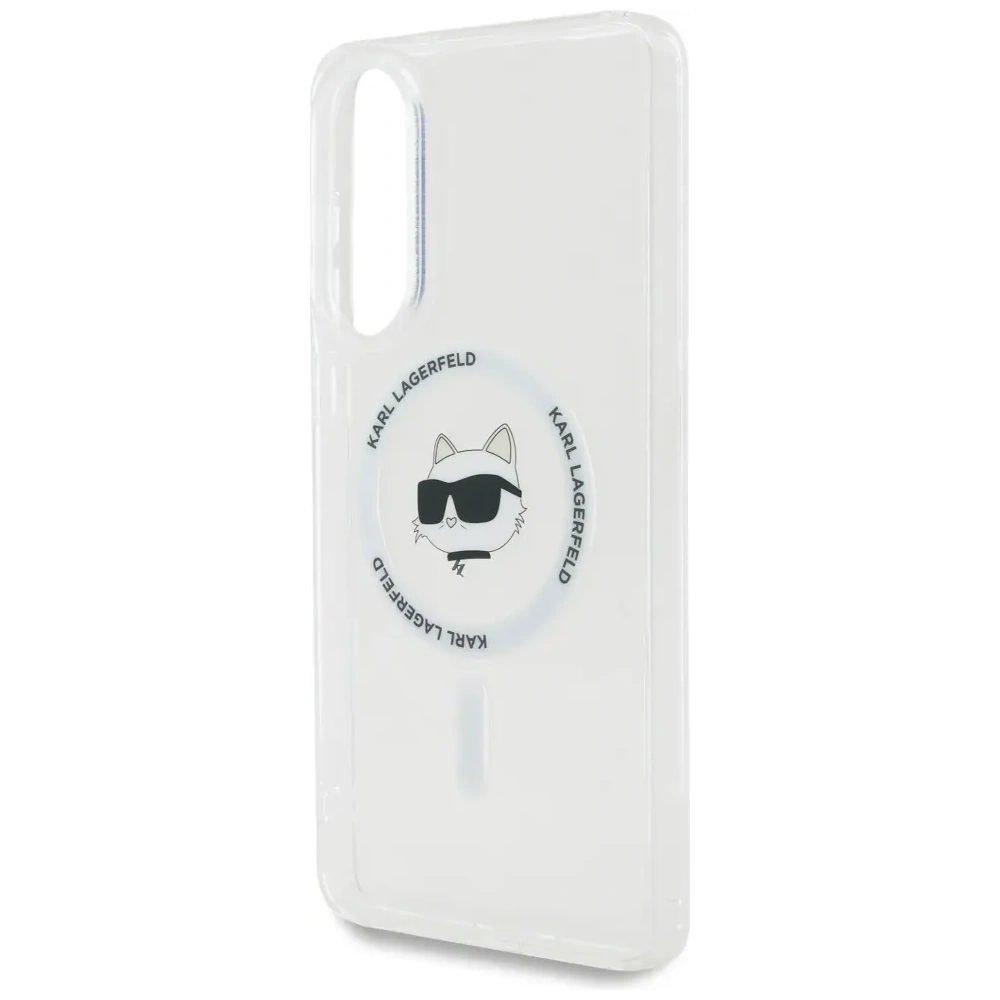 Etui Karl Lagerfeld Button Choupette Head Printed Logo MagSafe do Samsung Galaxy S25 Edge biały