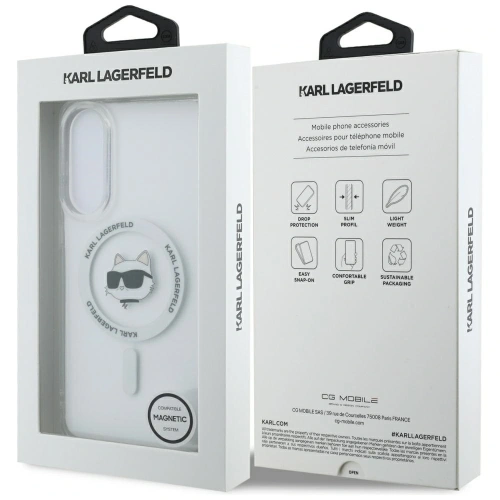 Etui Karl Lagerfeld Button Choupette Head Printed Logo MagSafe do Samsung Galaxy S25 Edge biały