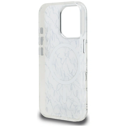 Etui Karl Lagerfeld IML Karl Script Pattern MagSafe do Apple iPhone 16 Pro biały