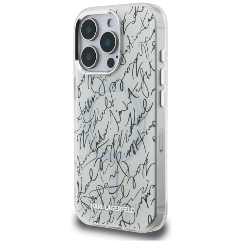 Etui Karl Lagerfeld IML Karl Script Pattern MagSafe do Apple iPhone 16 Pro Max biały
